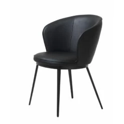 Giga Meubel Eetkamerstoel Kunstleer - Zwart - Armleuning - Stoel Gain