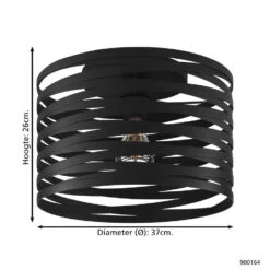 EGLO Cremella Plafondlamp - E27 - Ø 37 Cm - Zwart 7 EGLO Cremella Plafondlamp - E27 - Ø 37 Cm - Zwart -Huishoudelijke Voorwerpen Winkel 1000085394 0103