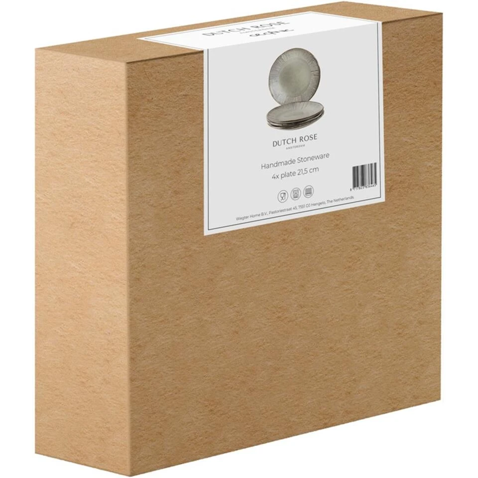 Dutch Rose Giftset 4 Borden 21,5 Cm Creme 3 Dutch Rose Giftset 4 Borden 21,5 Cm Creme - Afbeelding 3