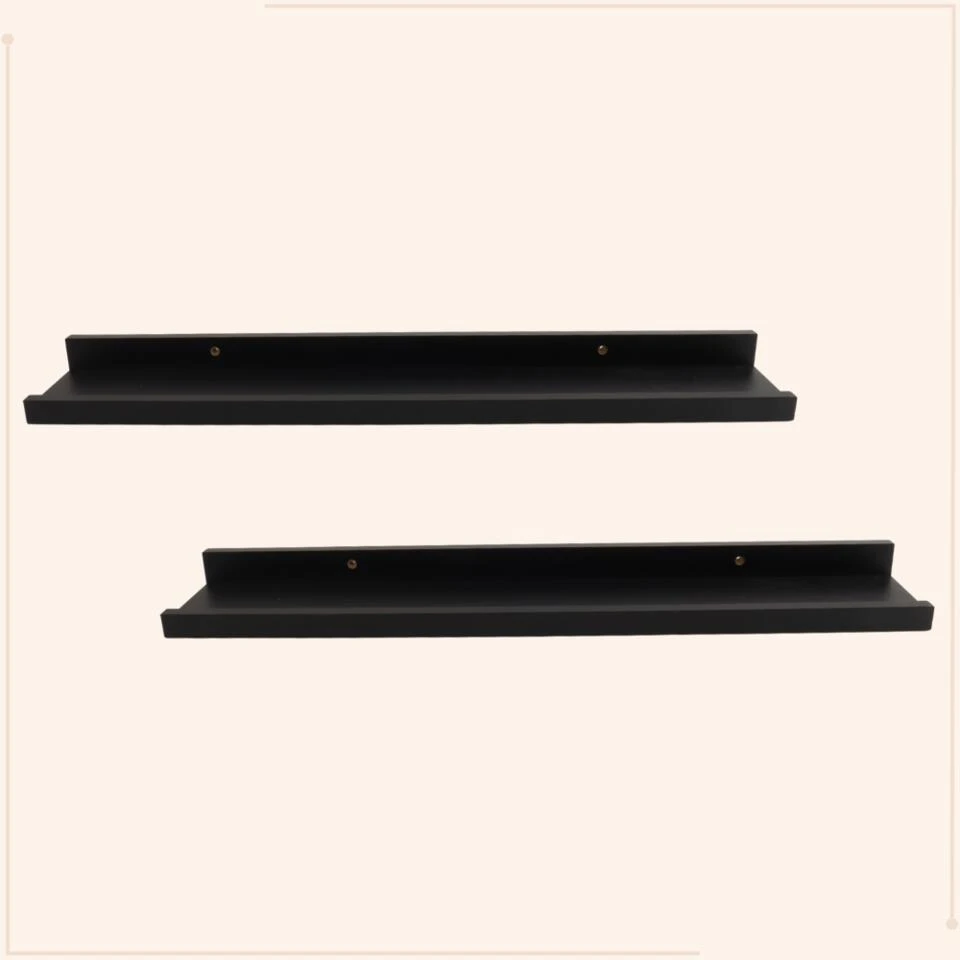 MISOU Wandplank Zwevend Fotoplank Boekenplank 2 Stuks Zwart 58x10x4cm MDF 2 MISOU Wandplank Zwevend Fotoplank Boekenplank 2 Stuks Zwart 58x10x4cm MDF - Afbeelding 2
