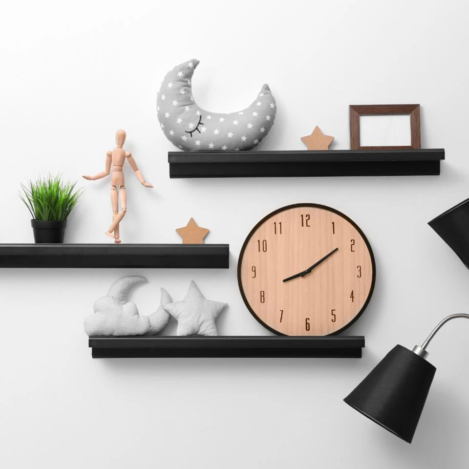 MISOU Wandplank Zwevend Fotoplank Boekenplank 2 Stuks Zwart 58x10x4cm MDF 3 MISOU Wandplank Zwevend Fotoplank Boekenplank 2 Stuks Zwart 58x10x4cm MDF - Afbeelding 3