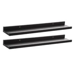 MISOU Wandplank Zwevend Fotoplank Boekenplank 2 Stuks Zwart 58x10x4cm MDF