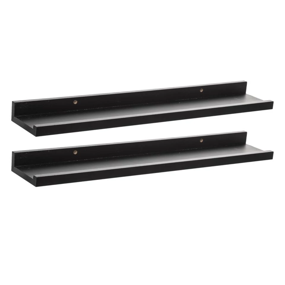 MISOU Wandplank Zwevend Fotoplank Boekenplank 2 Stuks Zwart 58x10x4cm MDF 1 MISOU Wandplank Zwevend Fotoplank Boekenplank 2 Stuks Zwart 58x10x4cm MDF