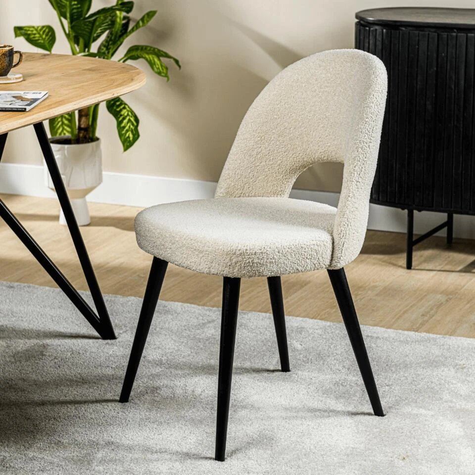 Devin Eetkamerstoel Teddy - Stof - Bruin 2 Devin Eetkamerstoel Teddy - Stof - Bruin - Afbeelding 2