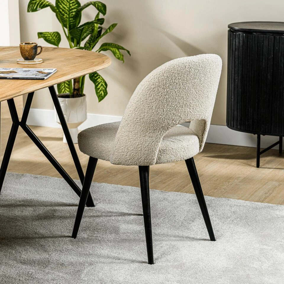 Devin Eetkamerstoel Teddy - Stof - Bruin 3 Devin Eetkamerstoel Teddy - Stof - Bruin - Afbeelding 3