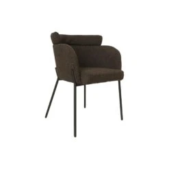 HSM Collection Eetkamerstoel Luca Set Van 2 Espresso/Zwart Teddy/Bouclé/Metaal -Huishoudelijke Voorwerpen Winkel 1000091435 0102