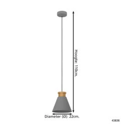 EGLO Twicken Hanglamp - E27 - Ø 22 Cm - Grijs/Goud -Staal -Huishoudelijke Voorwerpen Winkel 1000092701 0103