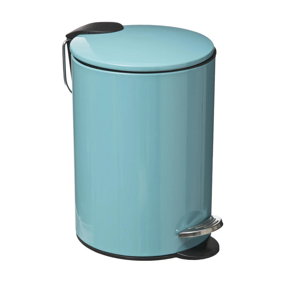 5Five Pedaalemmer - Turquoise Blauw - Metaal - 3L - 23 Cm - Soft Close 1 5Five Pedaalemmer - Turquoise Blauw - Metaal - 3L - 23 Cm - Soft Close