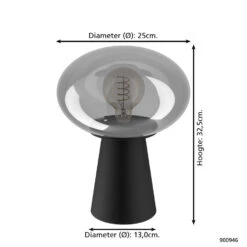 EGLO Madonnina Tafellamp - E27 - 32,5 Cm - Zwart/Grijs - Ombre - Glas 7 EGLO Madonnina Tafellamp - E27 - 32,5 Cm - Zwart/Grijs - Ombre - Glas -Huishoudelijke Voorwerpen Winkel 1000095032 0103