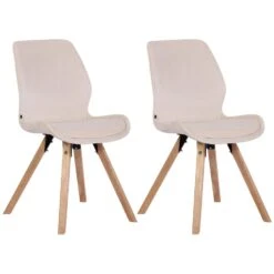 CLP Set Van 2 Eetkamerstoelen Luna Fluweel Crème