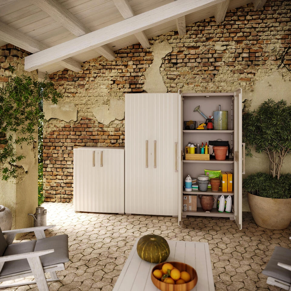 Keter Groove Hoge Kast - 80x45x180 Cm - Beige 2 Keter Groove Hoge Kast - 80x45x180 Cm - Beige - Afbeelding 2