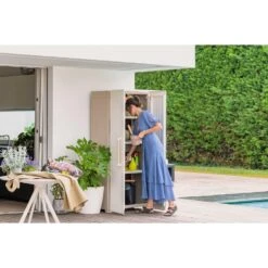 Keter Groove Hoge Kast - 80x45x180 Cm - Beige 7 Keter Groove Hoge Kast - 80x45x180 Cm - Beige -Huishoudelijke Voorwerpen Winkel 1000095618 0104