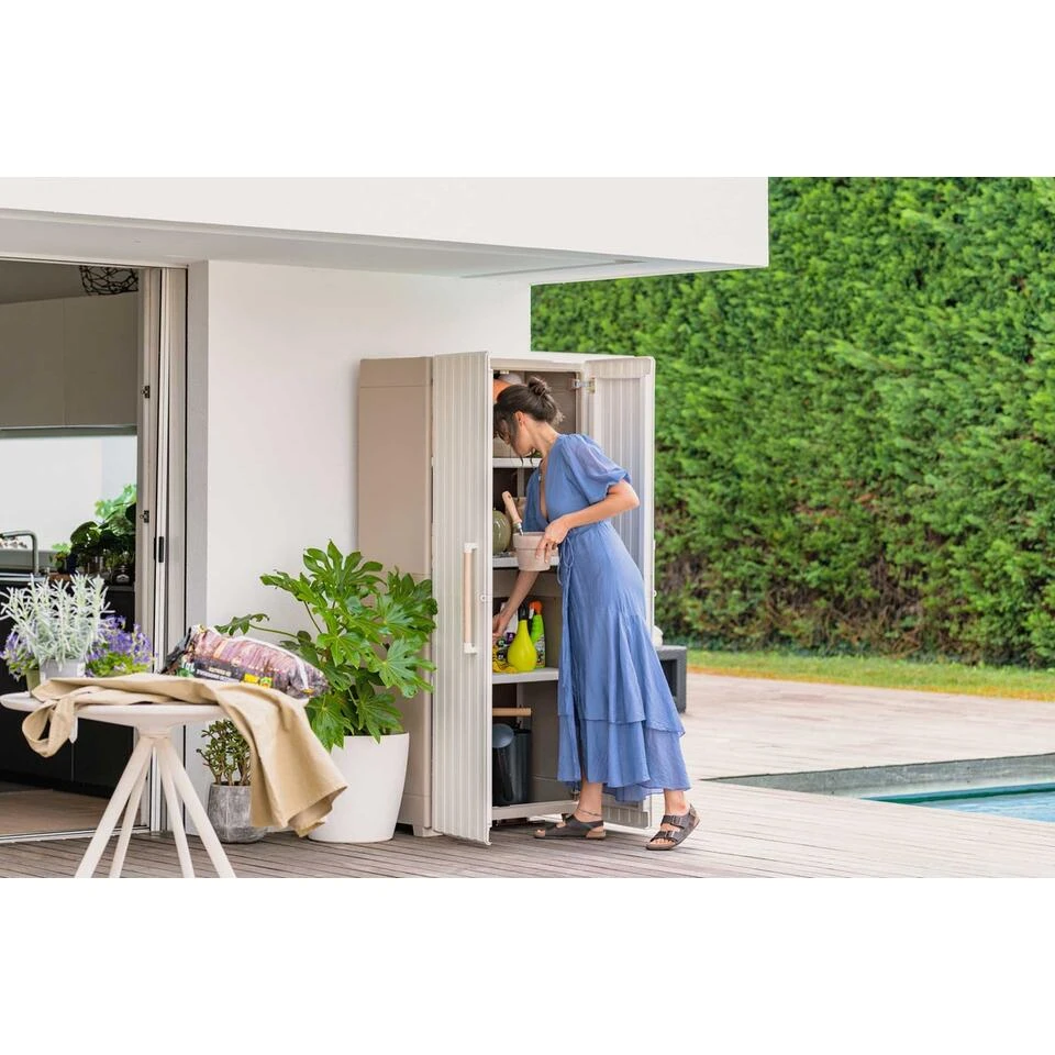 Keter Groove Hoge Kast - 80x45x180 Cm - Beige 4 Keter Groove Hoge Kast - 80x45x180 Cm - Beige - Afbeelding 4