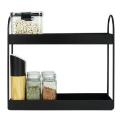 QUVIO Kruidenrek - 2 Laags - Metaal - Zwart -Huishoudelijke Voorwerpen Winkel 1000097087 0103