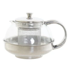 Items Theepot - Glas - RVS - 600 Ml - Met Filter En Handvat