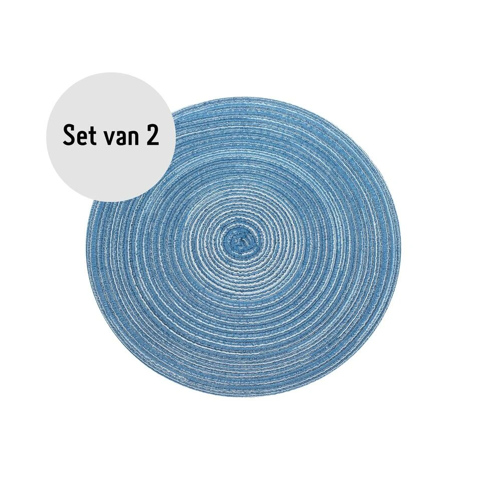 Krumble Placemat Rond - Blauw/grijs - Set Van 2 1 Krumble Placemat Rond - Blauw/grijs - Set Van 2