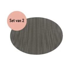 QUVIO Placemat Ovaal - 32 X 45 Cm - Grijs/bruin - Set Van 2