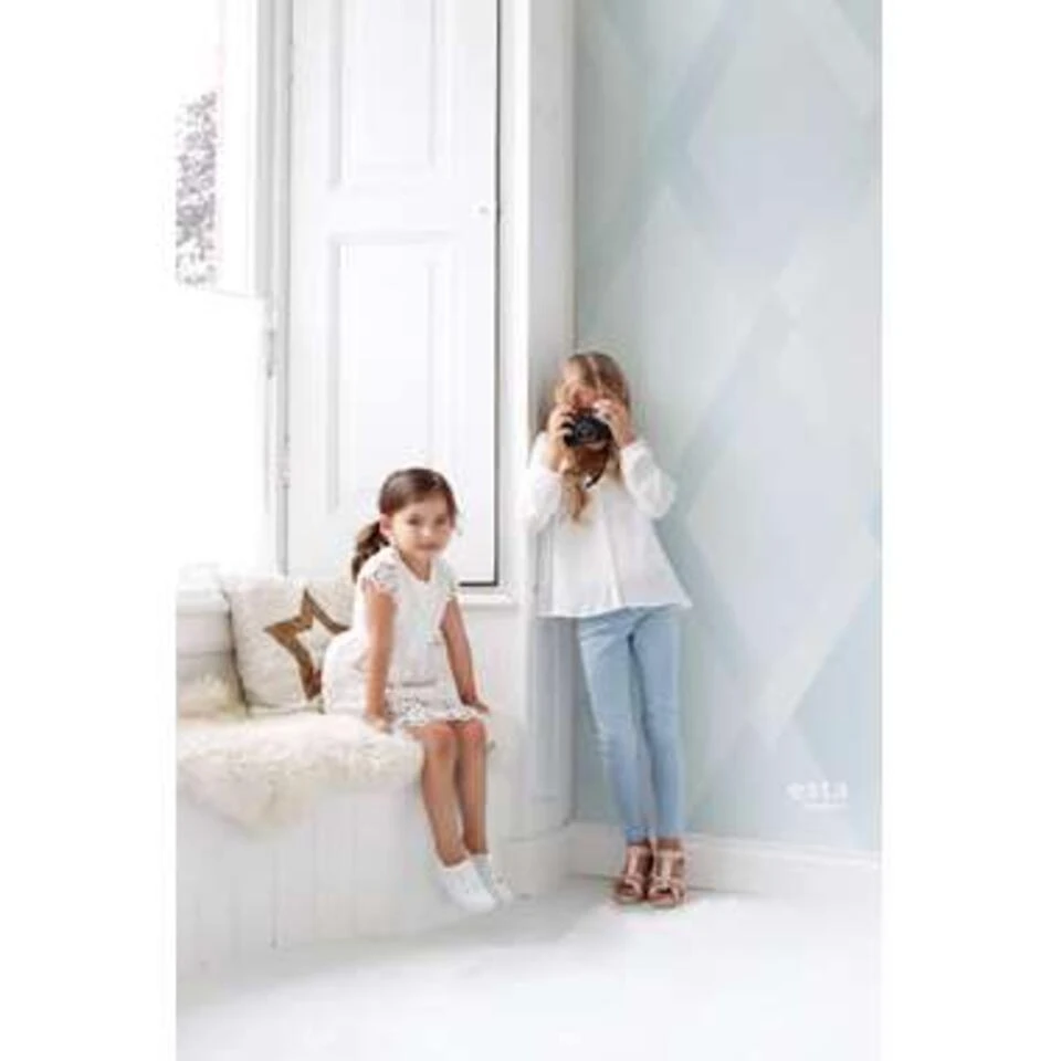 ESTAhome Fotobehang - Grafische Diamant Ruit - Blauw - 279 X 279 Cm 3 ESTAhome Fotobehang - Grafische Diamant Ruit - Blauw - 279 X 279 Cm - Afbeelding 3