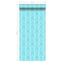 ESTAhome Behang - Barokprint - Turquoise - 53 Cm X 10,05 M -Huishoudelijke Voorwerpen Winkel 1294573806 0103