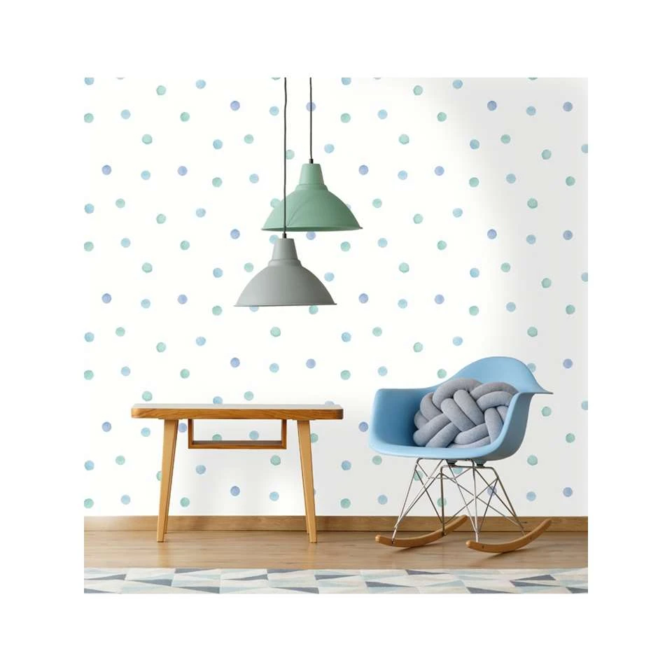 Dutch Wallcoverings - Over The Rainbow- Dots Blue/Teal - 0,53x10,05m 3 Dutch Wallcoverings - Over The Rainbow- Dots Blue/Teal - 0,53x10,05m - Afbeelding 3