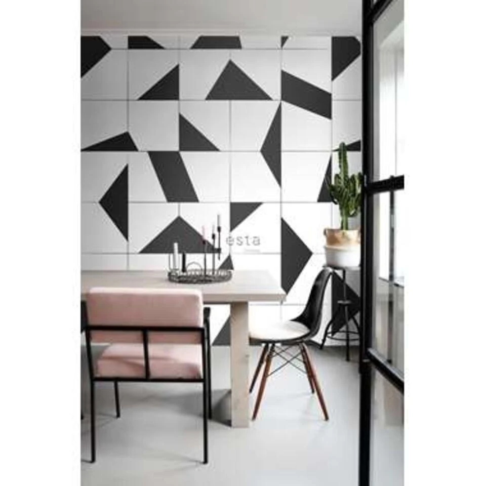 ESTAhome Fotobehang - Tegelmotief - Zwart Wit - 1.86 X 2.79 M 3 ESTAhome Fotobehang - Tegelmotief - Zwart Wit - 1.86 X 2.79 M - Afbeelding 3