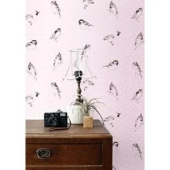 ESTAhome Behang - Vogels - Zacht Roze - 53 Cm X 10,05 M -Huishoudelijke Voorwerpen Winkel 1535705449 0103