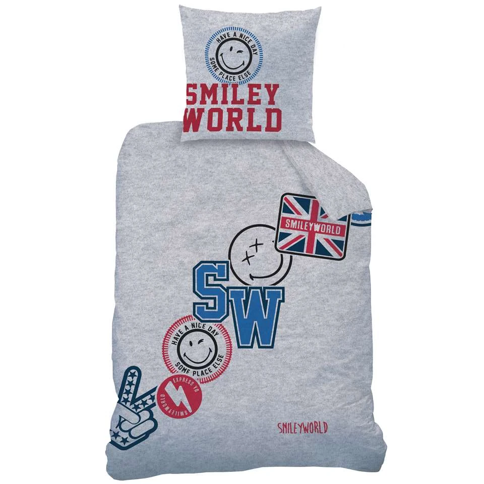 Smiley World Spirit Dekbedovertrek - Eenpersoons - 140 X 200 Cm - Grijs 3 Smiley World Spirit Dekbedovertrek - Eenpersoons - 140 X 200 Cm - Grijs - Afbeelding 3