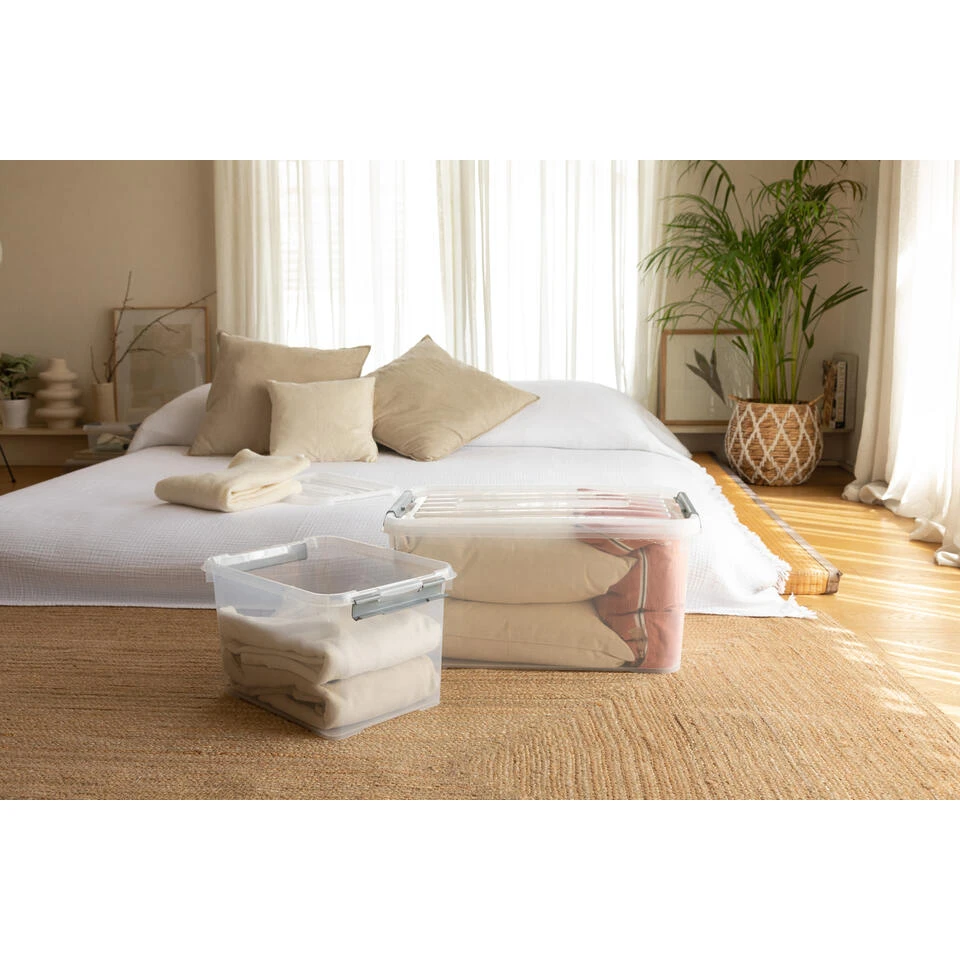 Curver Handy+ Opbergbox - 50L - 3 Stuks - Transparant Met Deksel 3 Curver Handy+ Opbergbox - 50L - 3 Stuks - Transparant Met Deksel - Afbeelding 3