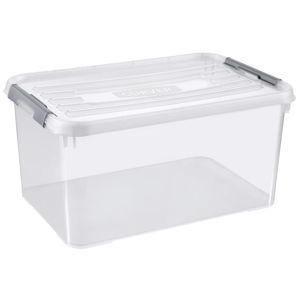 Curver Handy+ Opbergbox - 50L - 3 Stuks - Transparant Met Deksel 4 Curver Handy+ Opbergbox - 50L - 3 Stuks - Transparant Met Deksel - Afbeelding 4
