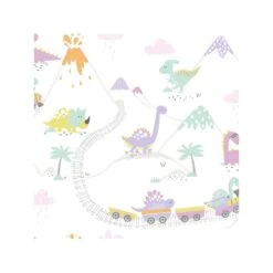 Dutch Wallcoverings - Make Believe Dino Town Multikleur - 0,53x10,05m