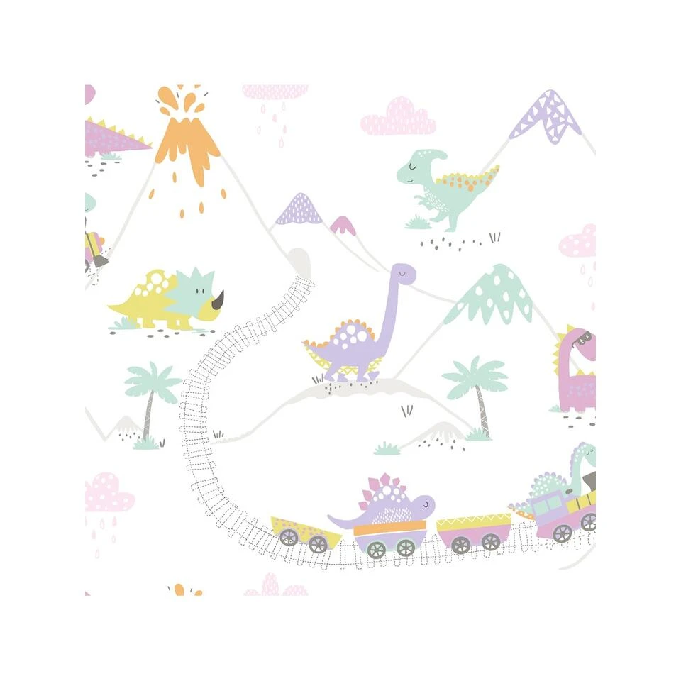 Dutch Wallcoverings - Make Believe Dino Town Multikleur - 0,53x10,05m 1 Dutch Wallcoverings - Make Believe Dino Town Multikleur - 0,53x10,05m