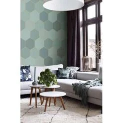ESTAhome Fotobehang - Hexagon - Zeegroen En Petrolblauw - 150 X 279 Cm - 158958 -Huishoudelijke Voorwerpen Winkel 1756114028 0102