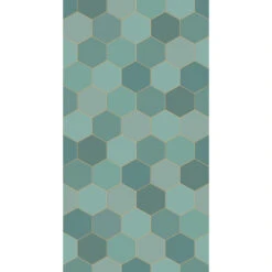 ESTAhome Fotobehang - Hexagon - Zeegroen En Petrolblauw - 150 X 279 Cm - 158958