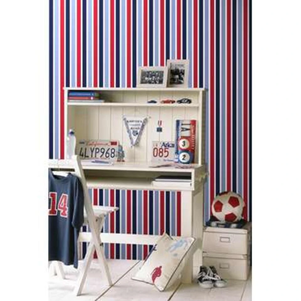 ESTAhome Behang - Strepen - Marine Blauw En Rood - 53 Cm X 10,05 M 4 ESTAhome Behang - Strepen - Marine Blauw En Rood - 53 Cm X 10,05 M - Afbeelding 4