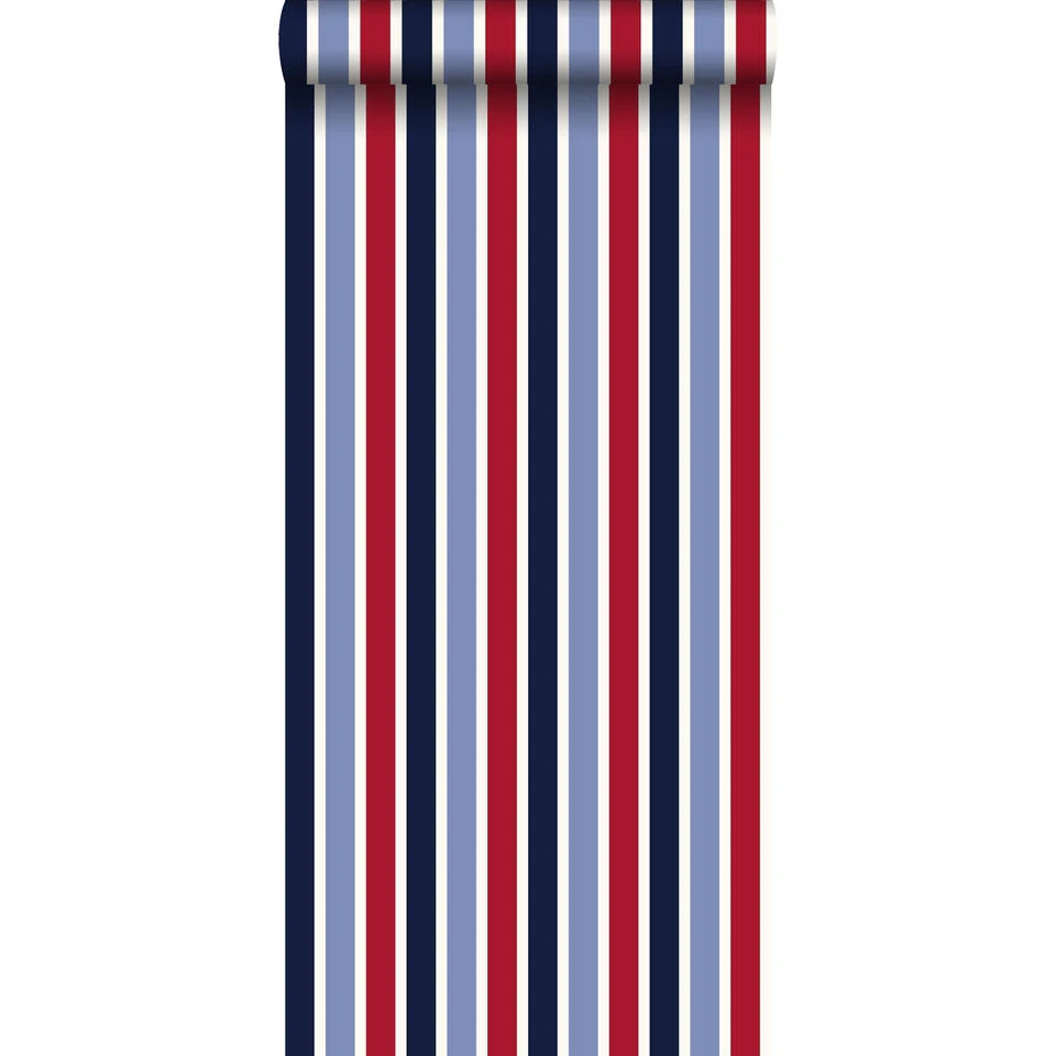 ESTAhome Behang - Strepen - Marine Blauw En Rood - 53 Cm X 10,05 M 1 ESTAhome Behang - Strepen - Marine Blauw En Rood - 53 Cm X 10,05 M