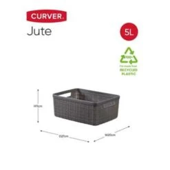 Curver Jute Opbergmand M - 12L - 3 Stuks - Donkergrijs -Huishoudelijke Voorwerpen Winkel 1885494830 0103