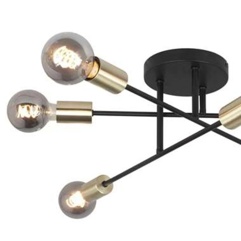 Highlight Plafondlamp Sticks 6 Lichts - Ø 70 Cm - Goud Zwart 2 Highlight Plafondlamp Sticks 6 Lichts - Ø 70 Cm - Goud Zwart - Afbeelding 2