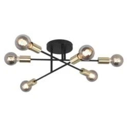 Highlight Plafondlamp Sticks 6 Lichts - Ø 70 Cm - Goud Zwart