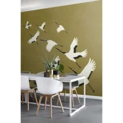 Origin Fotobehang - Kraanvogels - Okergeel - 3 X 3 M -Huishoudelijke Voorwerpen Winkel 1923613259 0103