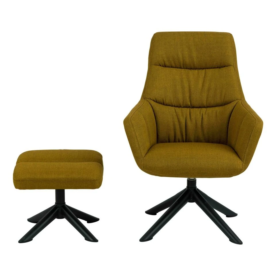 Sohome Draaifauteuil Leopold - Met Voetenbank - Geel 2 Sohome Draaifauteuil Leopold - Met Voetenbank - Geel - Afbeelding 2