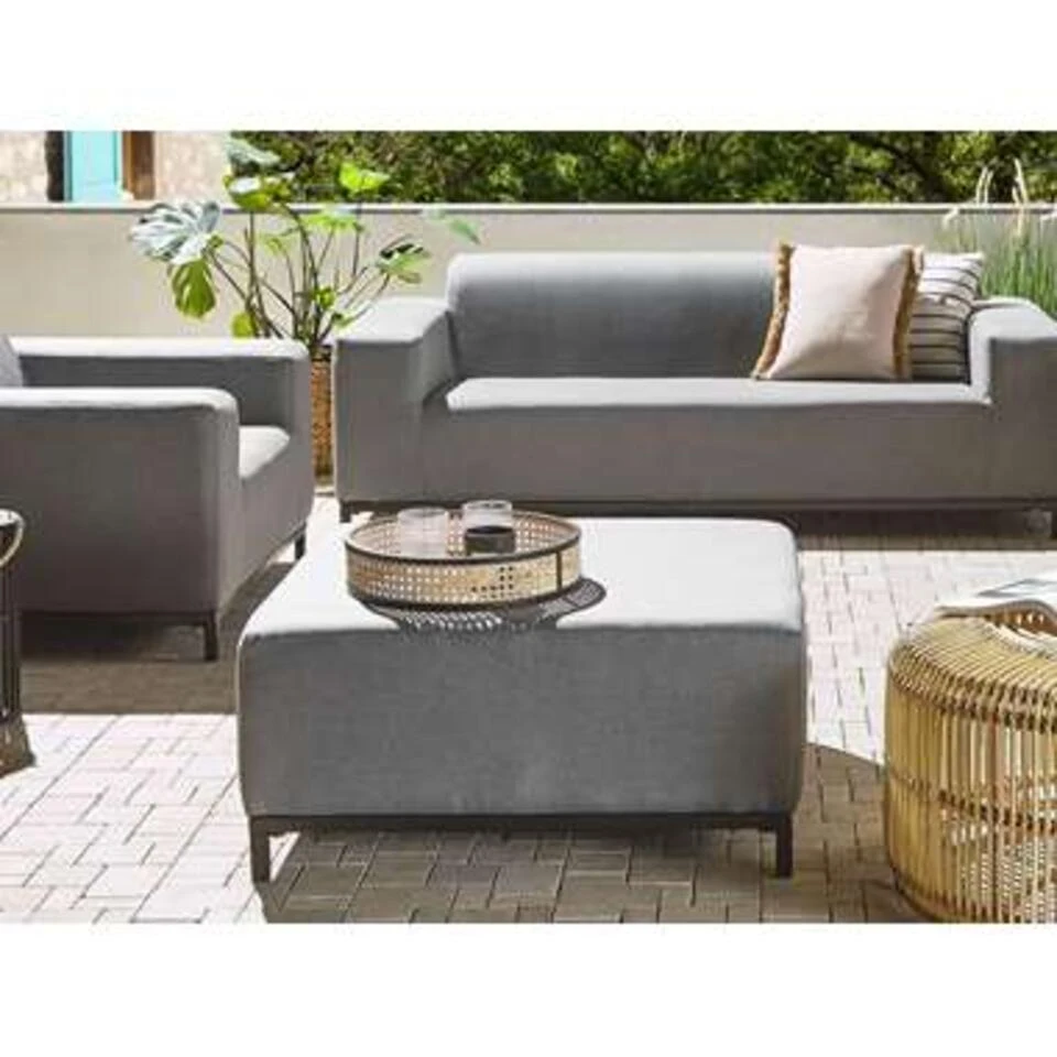 Beliani Ottomaan ROVIGO - Grijs Polyester 2 Beliani Ottomaan ROVIGO - Grijs Polyester - Afbeelding 2