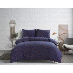 Comfort Dekbedovertrek Sendai Grafisch - Blauw/caramel - 200x200/220 Cm -Huishoudelijke Voorwerpen Winkel 31105992 9050