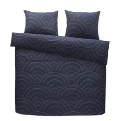 Comfort Dekbedovertrek Sendai Grafisch - Blauw/caramel - 200x200/220 Cm