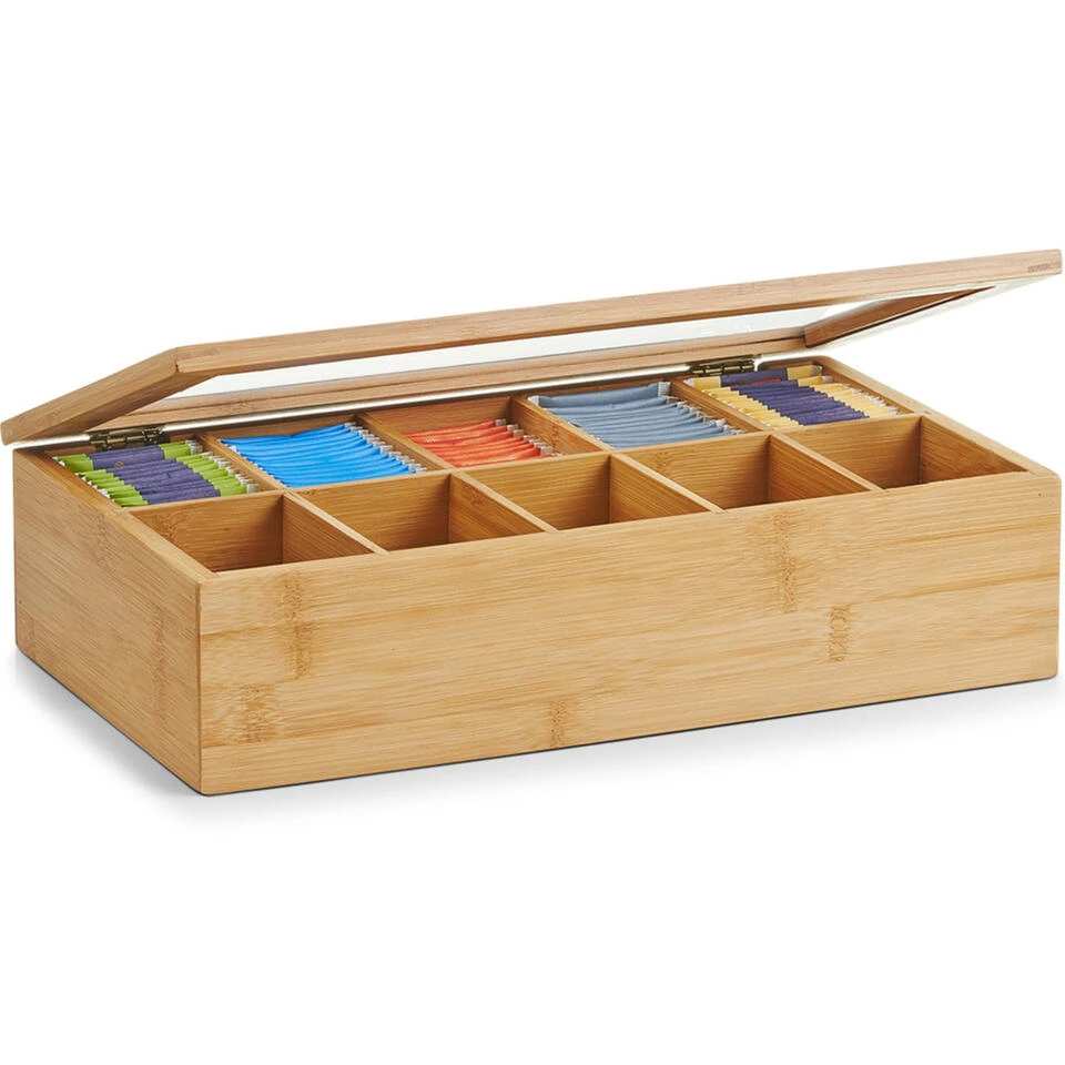 Zeller Theedoos - Bamboe - Hout - 10 Vakken - 36 Cm 2 Zeller Theedoos - Bamboe - Hout - 10 Vakken - 36 Cm - Afbeelding 2