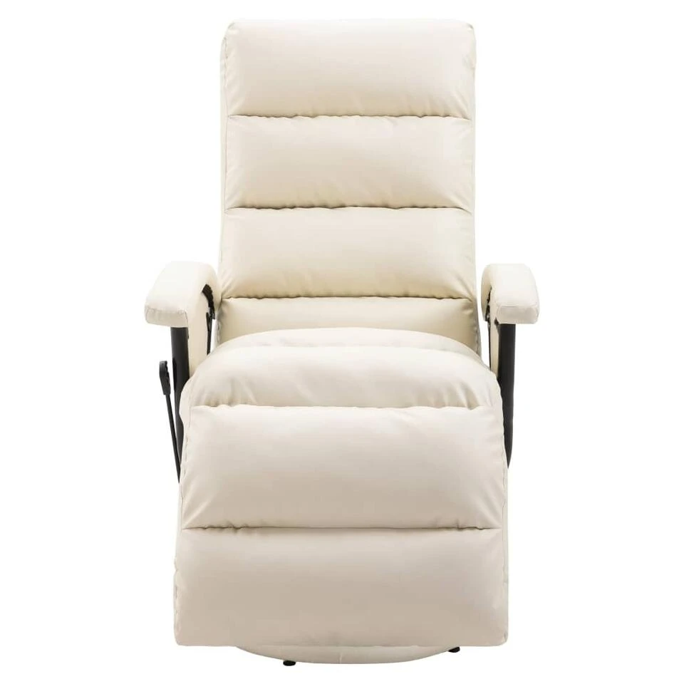 VidaXL Televisiefauteuil Kunstleer Crèmekleurig 2 VidaXL Televisiefauteuil Kunstleer Crèmekleurig - Afbeelding 2