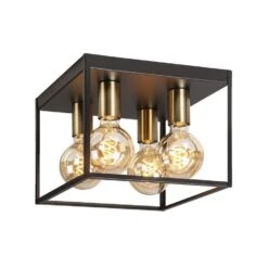 Plafonnière Casper X4 - Zwart - 22x29x29 Cm