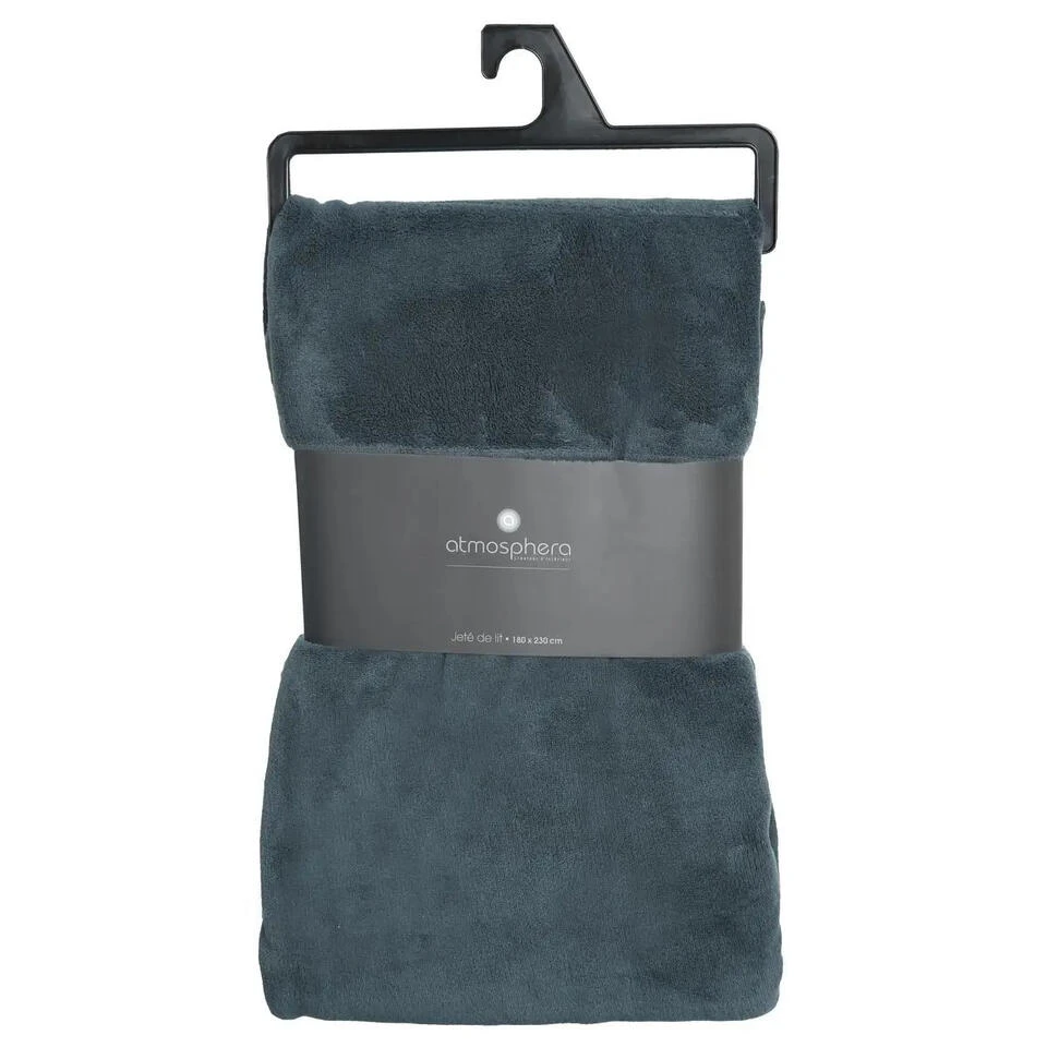 Atmosphera Plaid - Blauwgrijs - Polyester - 180 X 230 Cm 3 Atmosphera Plaid - Blauwgrijs - Polyester - 180 X 230 Cm - Afbeelding 3