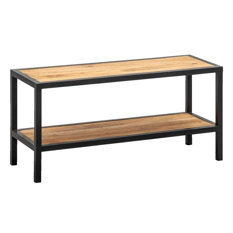 Schoenenrek Gijs - Naturel/zwart - Hout - 33x70x25 Cm 2 Schoenenrek Gijs - Naturel/zwart - Hout - 33x70x25 Cm - Afbeelding 2