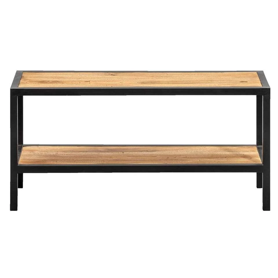 Schoenenrek Gijs - Naturel/zwart - Hout - 33x70x25 Cm 1 Schoenenrek Gijs - Naturel/zwart - Hout - 33x70x25 Cm