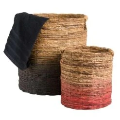 Mand Falco - Naturel/zwart - 45xØ40 Cm -Huishoudelijke Voorwerpen Winkel 70503543 3300